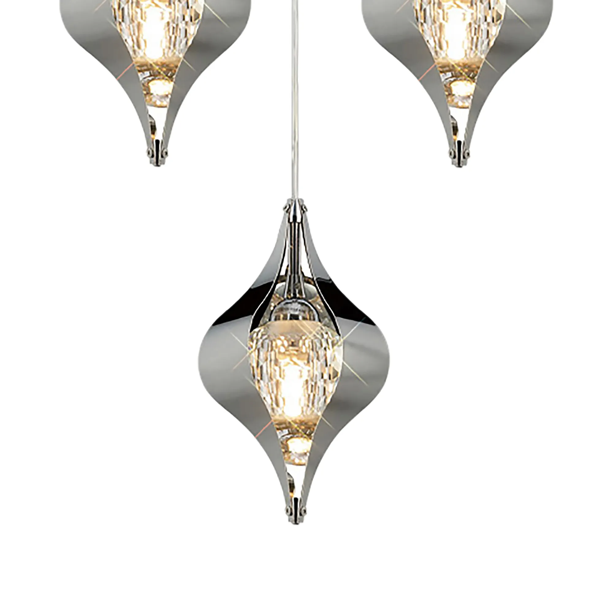 Amano 34cm Round Pendant, 4 Light Adjustable G9, Polished Chrome/Crystal IL31853CH  Diyas Amano